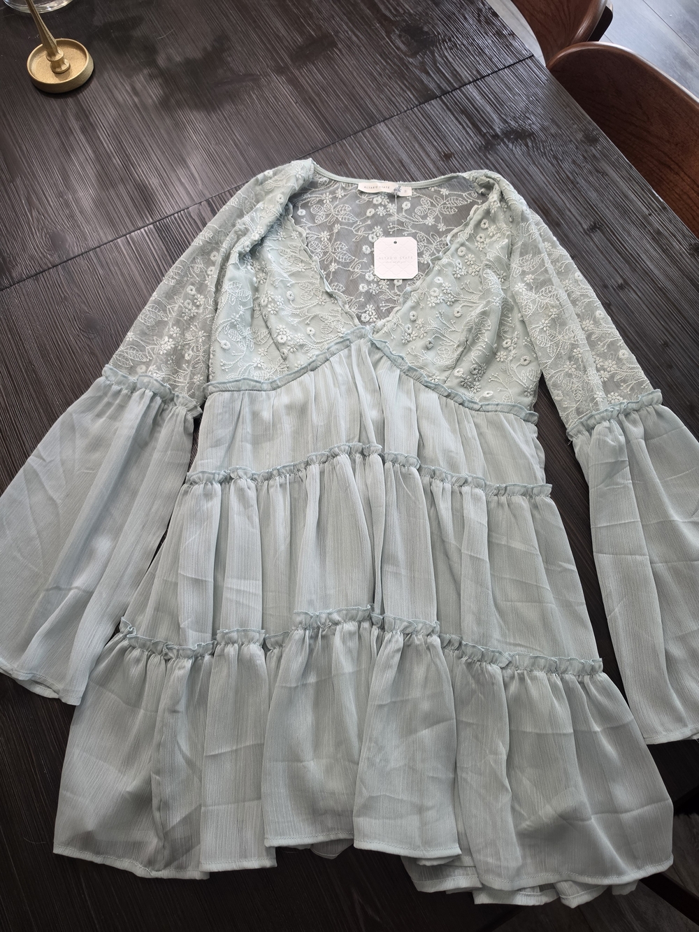 Altar'd State Pale Blue Lace & Tiered Chiffon Girls' Dress